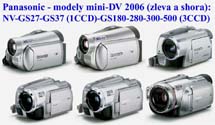 Sextet nových mini-DV firmy Panasonic (Klikni pro zvětšení)