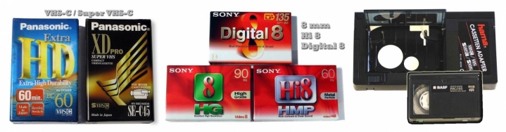 Sortiment analogových kazet do Videokamer, vč. adaptéru Sortiment analogových kazet do Videokamer, vč. adaptéru