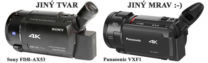 Videokamery Sony FDR-AX53 Panasonic HC-VXF1 zleva Videokamery Sony FDR-AX53 Panasonic HC-VXF1 zleva