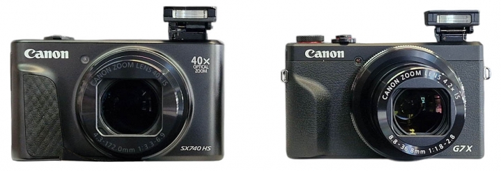 Canon PowerShot SX740 a G7X MIII u sebe zepředu... Canon PowerShot SX740 a G7X MIII u sebe zepředu...