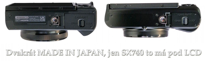 Canon PowerShot SX740 a G7X MIII v detailu zespodu Canon PowerShot SX740 a G7X MIII v detailu zespodu