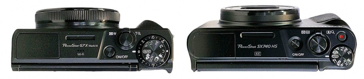 Srovnávané Fotoaparáty Canon v detailu horních částí Srovnávané Fotoaparáty Canon v detailu horních částí