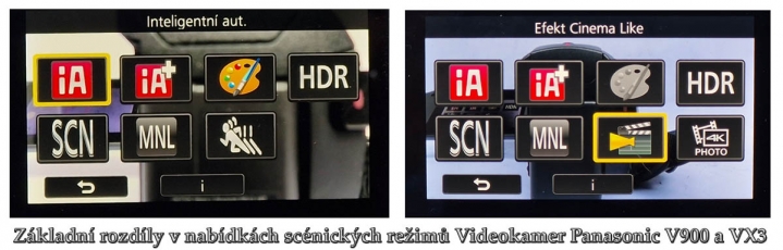 Panasonic V900 a VX3 - jeden z rozdílů nabídky scén... Panasonic V900 a VX3 - jeden z rozdílů nabídky scén...
