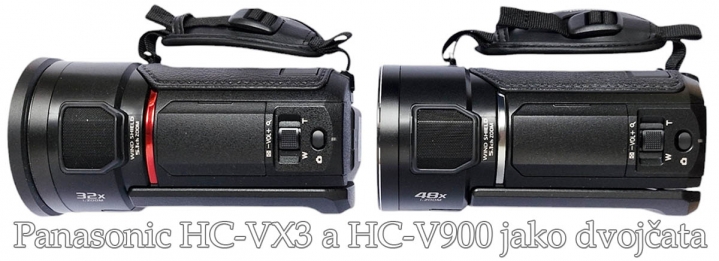 Videokamery Panasonic HC-VX3 a V900 z levého boku Videokamery Panasonic HC-VX3 a V900 z levého boku
