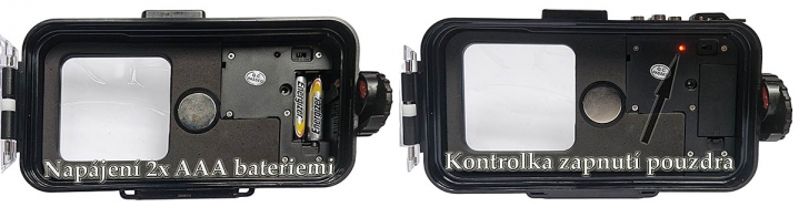 Napájení pouzdra SEA FROGS a LED-kontrolka zapnutí Napájení pouzdra SEA FROGS a LED-kontrolka zapnutí