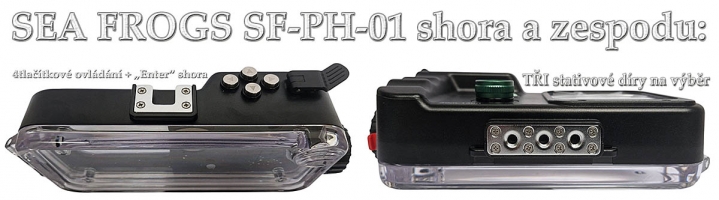 Názorbné detaily pouzdra SEA FROGS ze spodu i shora Názorbné detaily pouzdra SEA FROGS ze spodu i shora