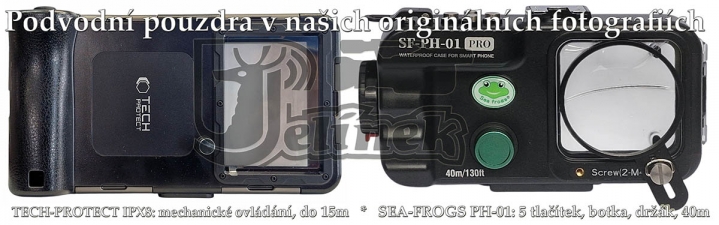Podvodní pouzdra TECH-PROTECT a SEA-FROGS u sebe Podvodní pouzdra TECH-PROTECT a SEA-FROGS u sebe