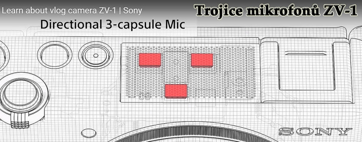 Detailní schéma trojice vestavěných mikrofonů ZV-1 Detailní schéma trojice vestavěných mikrofonů ZV-1