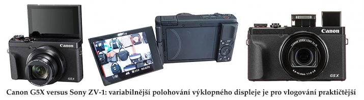 Sony ZV-1 versus Canon PS-G5X: polohovací displej Sony ZV-1 versus Canon PS-G5X: polohovací displej